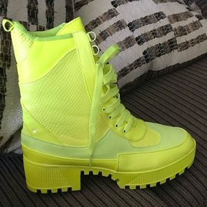 🔥Neon yellow combat boots